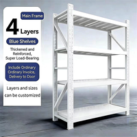 Étagère de rangement industrielle à 4 niveaux réglables en acier, capacité 200 kg/niveau, pour supermarché, maison, garage, entrepôt