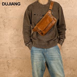 <span class=keywords><strong>Riñonera</strong></span> cruzada Retro para <span class=keywords><strong>hombre</strong></span>, bolsa <span class=keywords><strong>de</strong></span> cuero genuino con cremallera, geométrica personalizada para Casual para <span class=keywords><strong>Amazon</strong></span> Commuting - Product Image 1