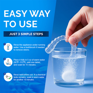 Comprimés dentaires 3-en-1 avancés pour nettoyer, rafraîchir et protéger les prothèses dentaires, saveur menthe, 120 applications - Product Image 2