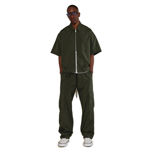 Blouson Bomber Homme Personnalisé avec Logo ODM, Fermeture Éclair Avant, Léger en Toile, Coupe-Vent, Ensemble Pantalon Cargo, Finition Premium - Product Image 1