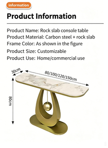 Table console minimaliste semi-circulaire ultra-étroite en dalle de schiste de luxe nordique pour entrée, salon et salle à manger - Product Image 5