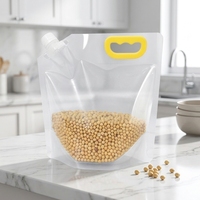 Sac de conservation alimentaire réutilisable transparent avec bec verseur et fermeture éclair anti-parasites pour riz, céréales, haricots et grains en cuisine