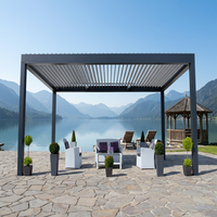 Pergola à lames orientables en aluminium 12x16 pieds avec toit à manivelle pour grand patio, villa, jardin, espace de divertissement extérieur