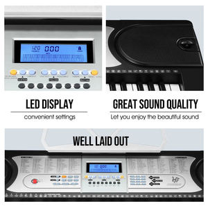 HUASHENG-<span class=keywords><strong>Teclado</strong></span> electrónico de 61 teclas con 24 canciones de demostración, soporte de música melódico con pantalla LED - Product Image 4