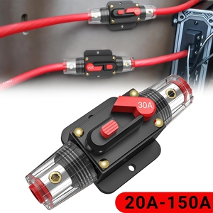 เบรกเกอร์วงจรไฟฟ้ากระแสตรงแบบอินไลน์ 20-150 แอมป์ 12-48V 3-15 AWG พร้อมฟิวส์รีเซ็ตได้ สำหรับเครื่องเสียงรถยนต์ แอมพลิฟายเออร์ รถบ้าน เรือ รถบรรทุก อินเวอร์เตอร์พลังงานแสงอาทิตย์ - Product Image 1