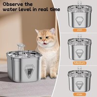 Fontaine à eau automatique pour animaux de compagnie la plus vendue, 2,2 L, distributeur d'eau pour animaux de compagnie en acier inoxydable 304 avec filtre pour fontaine à eau pour chat