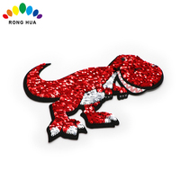 Patchs brodés en sequins de dinosaure personnalisés à repasser ou à coudre pour accessoires de vêtements de mode, cadeau promotionnel