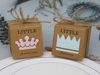 Boîte-cadeau en papier Kraft 50 pièces, dragées pour mariage, décoration pour Baby Shower garçon et fille, fournitures pour fête de révélation du genre, anniversaire