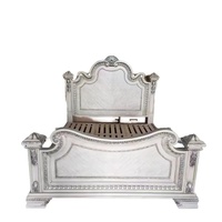Lit en bois massif de style classique américain, lit de chambre à coucher, lit de mariage, lit double luxueux de style rétro européen, sculpté à la main