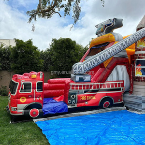 <strong>Durable</strong> <strong>Dry</strong> and Wet Fire Truck Station Jumping Castle Bounce House <strong>Inflatable</strong> <strong>Slide</strong> Combo Bouncer for Sale - Product Image 3