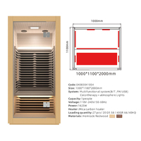 Sauna intérieur de luxe pour 1 personne Lumière rouge carbone moderne Infrarouge lointain Bois massif avec panneau de commande d'ordinateur à vapeur sèche Faible EMF