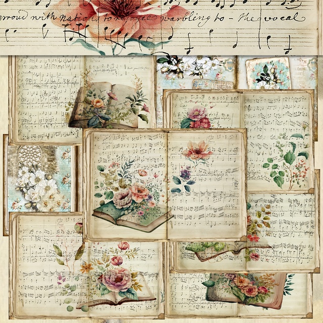 JAI IMAN 16sheets A5 Vintage Music DIY Scrapbook Aesthetics Decorative Paper for Scrapbooking Supplies