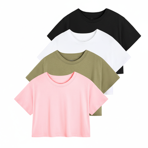 เสื้อยืดครอปของผู้หญิงสำหรับฤดูร้อนเสื้อครอปของผู้หญิงเสื้อครอประบายอากาศได้น้ำหนักเบาออกแบบได้ตามต้องการ - Product Image 1