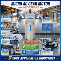 Moteur asynchrone à engrenages micro 220 V CA avec frein, faible taux de défaillance, pour petites machines d'emballage et accessoires textiles