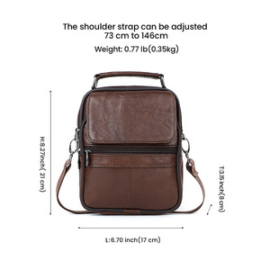 Bolso cruzado para hombre, de piel auténtica, resistente al desgaste, de color sólido, de gran capacidad, bolso de hombro vertical para viajes y desplazamientos - Product Image 4