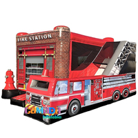 Bon marché Prix Camion de pompier Chateau Gonflable Commercial Pvc Gonflables Para Fiestas Videur gonflable avec toboggan