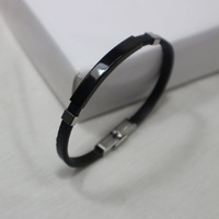 Bracelet en cuir synthétique en gros, en acier inoxydable, gravable, avec logo personnalisé, barre vierge, pour hommes et femmes