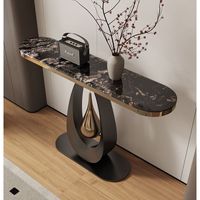 Table console étroite en marbre naturel blanc de luxe pour entrée, design italien créatif et artistique