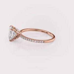 Bague en diamant de laboratoire taille coussin OEM, or rose 14 carats, bijoux fins - Product Image 3