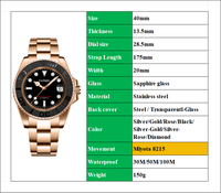 Montre automatique étanche pour homme avec mouvement 8215, logo personnalisé, fabrication ODM de luxe mécanique