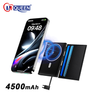 Banque d'Alimentation Sans Fil Magnétique Portable Personnalisée en Gros 4500 mAh avec Câbles et Porte-Cartes Ultra Mince pour Téléphone Portable