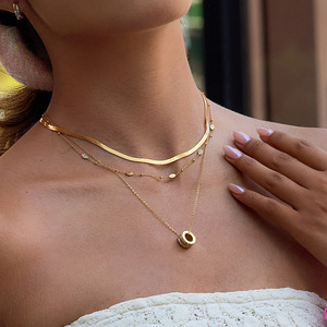 ชุดสร้อยคอเครื่องรางนำโชค ทอง 18K สแตนเลส ประดับเพชรพลอยสีชมพู ดีไซน์เรขาคณิต ของขวัญเครื่องประดับ - Product Image 4