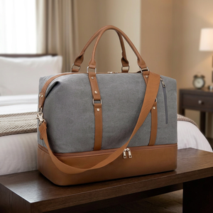 Bolsas de Viaje Impermeables de Cuero D-Jeesian, Bolsas de Fin de Semana Grandes con Compartimento para Zapatos, Ligeras, Plegables, Duraderas y de Alta Calidad - Product Image 1