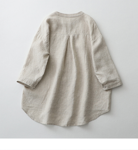 เสื้อเชิ้ตผ้าลินินคอตตอนผู้หญิงแบบใหม่สั่งทำพิเศษ ระบายอากาศได้ดี แขน 3/4 สำหรับฤดูร้อน สวมใส่สบายๆ - Product Image 2