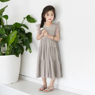 Children Ruffle Sleeveless Lace Sleeve Girls' Dresses For Casual School Teenager Clothes Kids Girl Party Princess Dress