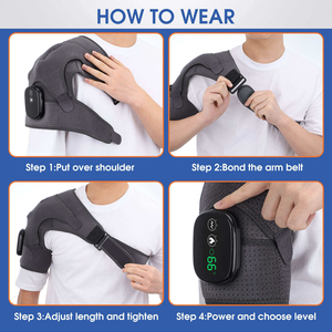 Smart Heated Shoulder Brace with <b>Vibration</b> Massage Wireless Electric Shoulder Support with LED Screen for Sports & Home Use - Product Image 4