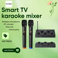 Système de microphones sans fil professionnels pour home cinéma, avec deux micros portables Bluetooth, pour mixage audio/vidéo et karaoké, compatible avec amplificateur