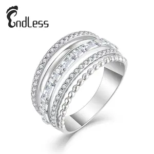 NEW Customized Fashion Jewelry Bijoux White Gold Plating 925 Sterling Silver Stackable Joyeria Women Mens Rings