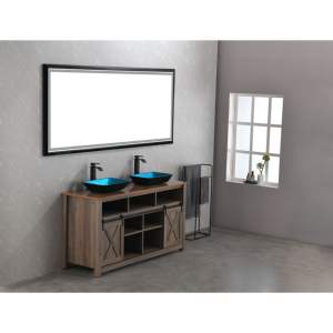 DB 88in. W X 38in. Miroir LED rectangulaire H surdimensionné noir encadré anti-buée support mural à gradation pour salle de bain uniquement - Product Image 3