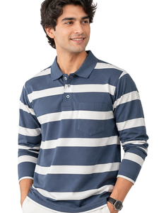 <b>Striped</b> Long Sleeve <b>Polo</b> <b>Shirt</b> Men Rugby Pocket Collar Casual Wear OEM Custom Logo Wholesale Rate OEM Cheap price Breathable - Product Image 2