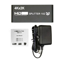 Divisor de Señal Metálico Suibo 4Kx2K 1x2 3D 1080P, Caja de Salida Dual de Audio y Video para TV, Monitor, Proyector, DVD, STB