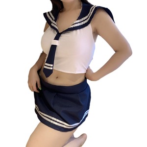 Nouvelle lingerie sexy grande taille dos nu, uniforme scolaire pour étudiantes ; uniforme scolaire sans manches de style japonais pur pour sœur rondelette. - Product Image 5