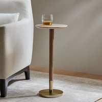 Table d'appoint de style moderne et simple pour salon, plateau en marbre, base en acier inoxydable, table d'angle pour salon