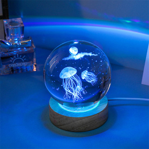 Globo LED de cristal 3D con diseño de delfín, estrella de mar, <span class=keywords><strong>payaso</strong></span>, <span class=keywords><strong>pez</strong></span> Diablo, concha de <span class=keywords><strong>pez</strong></span>, coral, luz nocturna, regalo de cumpleaños, dormitorio, regalo de San Valentín - Product Image 3