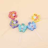 Bougies d'anniversaire papillon mignonnes très populaires, décorations de gâteau papillon colorées avec visage souriant pour fêtes d'enfants et thèmes de jardin