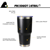 Vaso de Acero Inoxidable de 20oz/30oz con Tapa de PP Libre de BPA, Diseño Antiderrames, Recubrimiento Mate Resistente, Vaso para Venta al por Menor