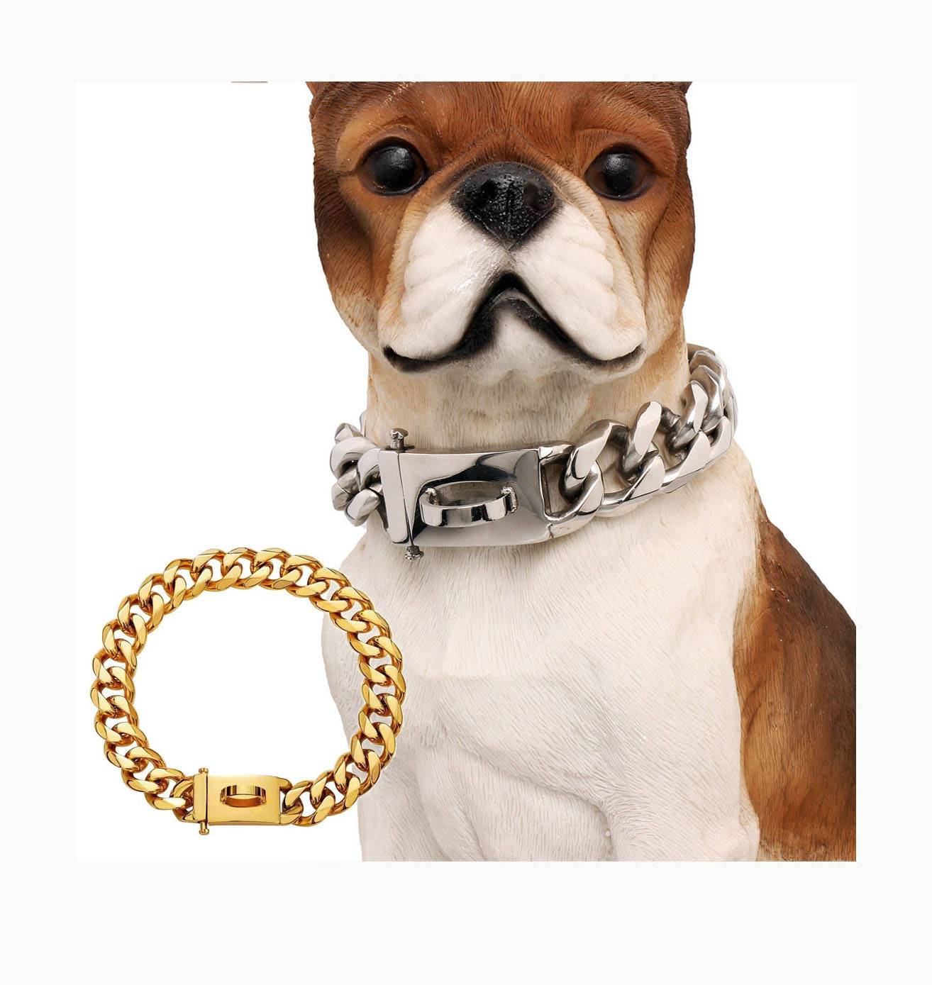 Jiojew Customize Wholesale Luxury Training Chain Charms Pet Collars  Hardware Stainless Steel Dog Cuba Necklace for Dogs Jewelry