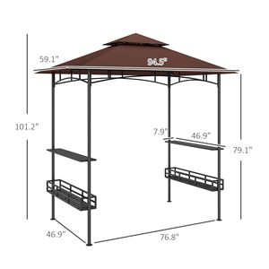 DB pour Offre Spéciale 8 'X 5' brun foncé BBQ Grill Gazebo Auvent extérieur à 2 niveaux avec 2 étagères latérales Paniers de rangement Crochet de plafond - Product Image 3