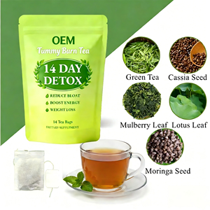 Té OEM para quemar grasa abdominal, desintoxicación de 14 días, mezcla de té verde, cassia, morera y moringa, reduce la hinchazón, aumenta la energía, caja de bolsitas de té para bajar de peso - Product Image 5