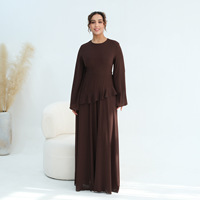 Robe longue en mousseline à taille cintrée et manches cloche à volants, style Abaya modeste pour femme musulmane, collection été 2026