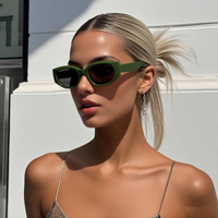 Lunettes de soleil rétro ovales de petite taille avec protection UV400, montures intégrales pour adultes - Unisexe en vert, marron, bleu, rose