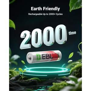 EBL 3600mWh Double <b>Rechargeable</b> <b>AA</b> <b>Lithium</b> <b>Batteries</b> Charger 8 Pack 2000+ High Capacity 1.5V Product Category <b>Battery</b> Chargers - Product Image 6