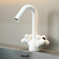 Robinet de lavabo chaud et froid en laiton moderne vert mignon de dessin animé de fleur rouge