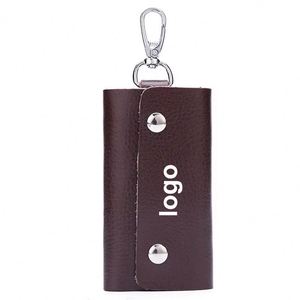 Japanese Korean Cowhide Car <b>Key</b> Bag Portable Business Event Return Gifts Factory Spot Wholesale <b>Leather</b> Keychain Corporate Gifts - Product Image 1