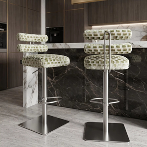 <span class=keywords><strong>Tabouret</strong></span> de bar à motif texturé unique, dossier double, pivotant, style italien, réglable en hauteur, pour salon - Product Image 1
