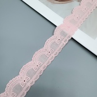 Ruban de dentelle en coton brodé de 3 cm avec motif nœud, base en maille, pour vêtements, robes d'enfants, textiles de maison, couture et décoration